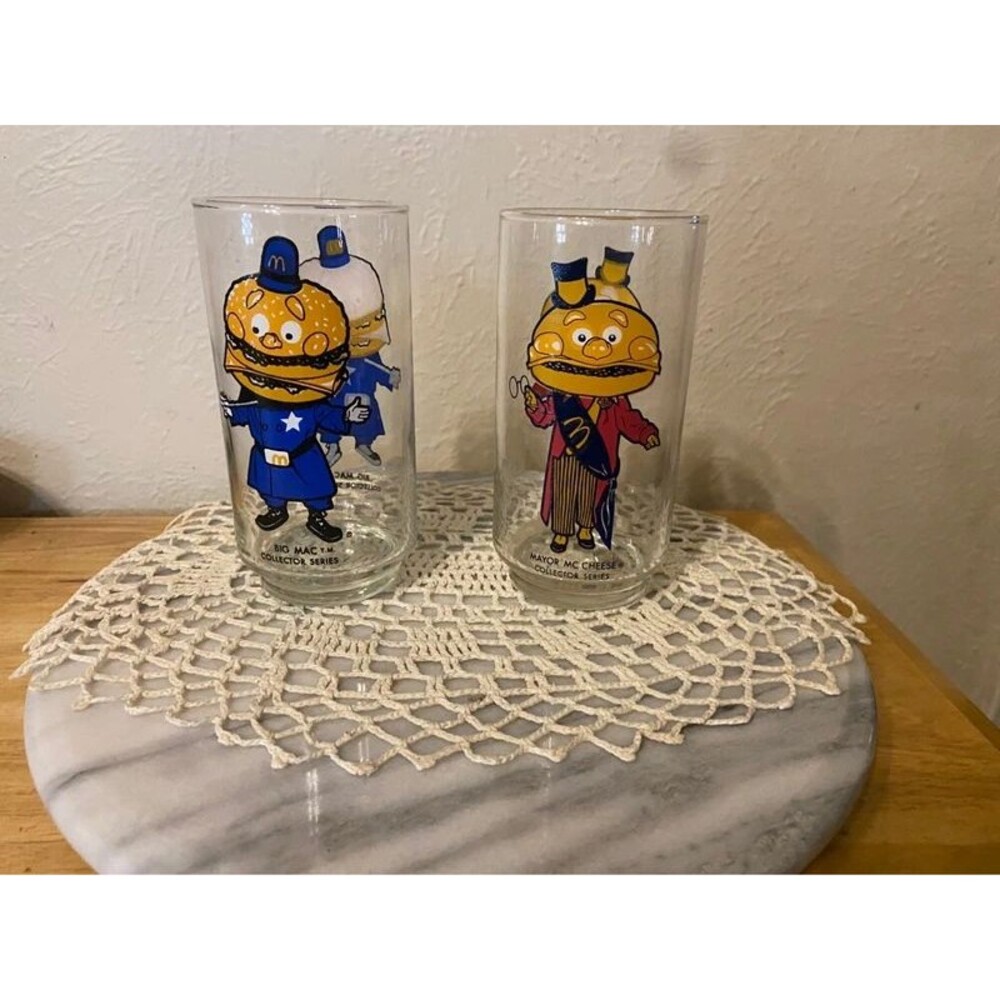 Vintage 1970s McDonald's Collector Glasses – Set of 2 (Officer Big Mac & Mayor M